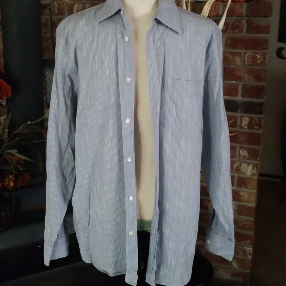 Men's blue button up dress shirt